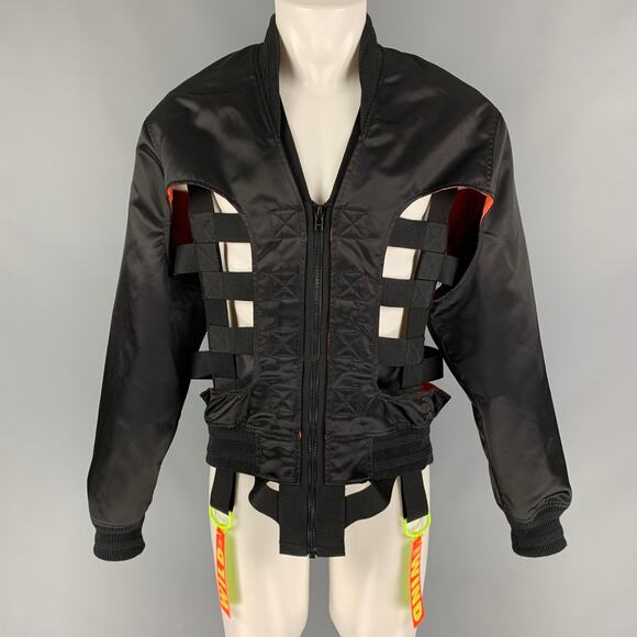 SS 19 Wild is The Wind Collection Size S Black Polyester Skeleton Bomber Jacket - Picture 1 of 10